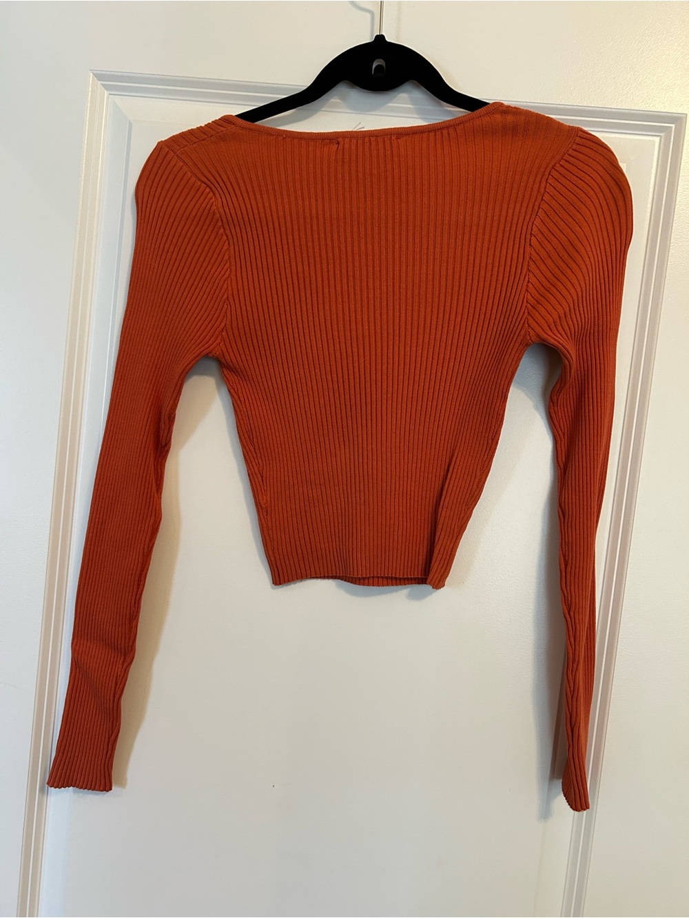 She + Sky Ribbed Square Neck Crop Top - Rust - Picture 4 of 4